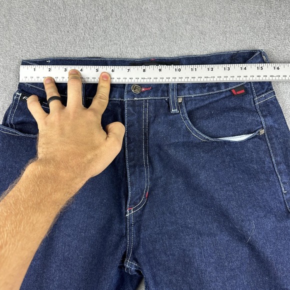 FUBU Jeans Womes 11 12 Blue Denim Straight Leg Classic Logo Pockets Hip-Hop Y2K - Picture 4 of 11